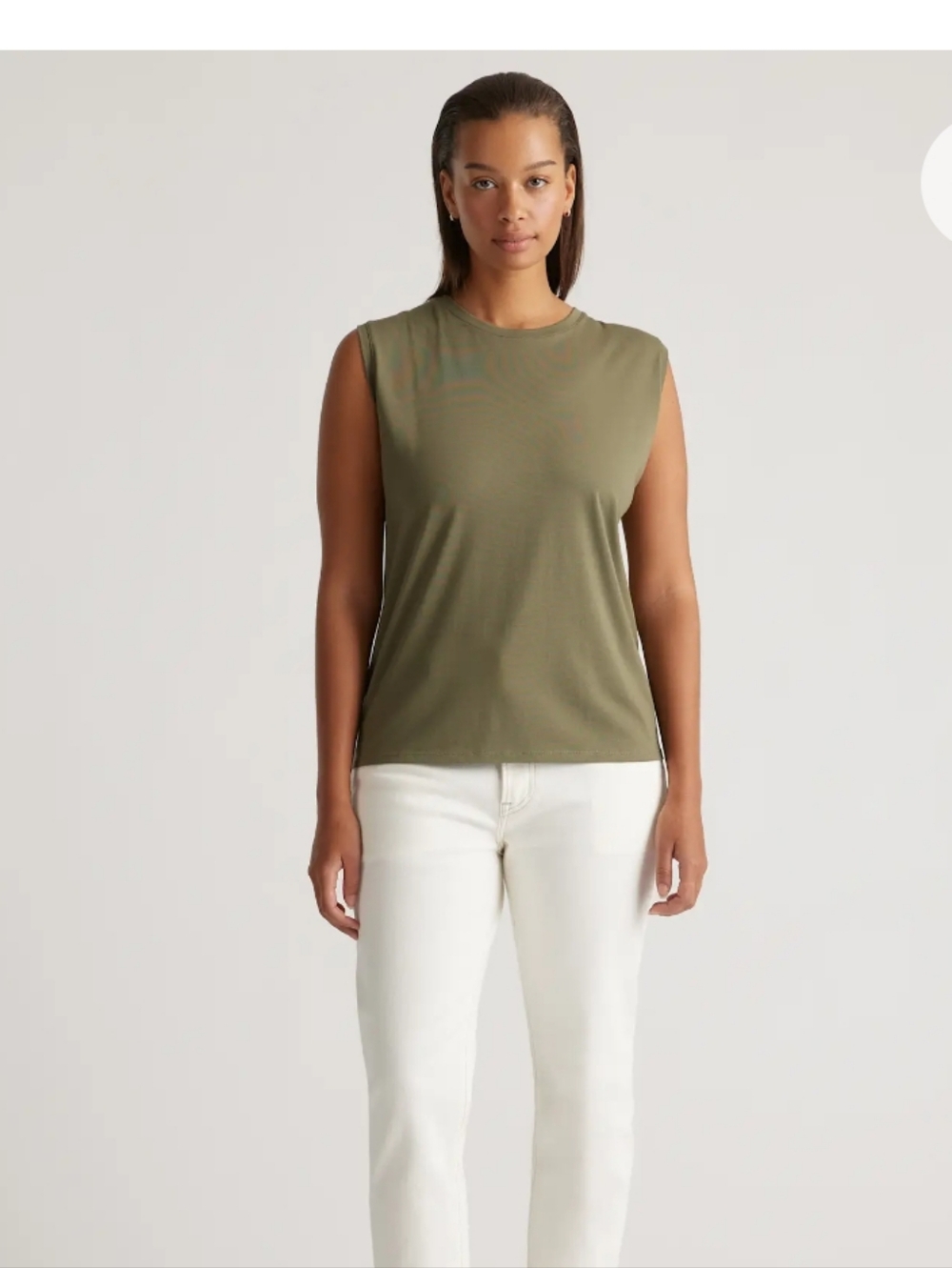 Quince Cotton Modal Muscle Tank Top L Olive Athleisure Outdoor #820